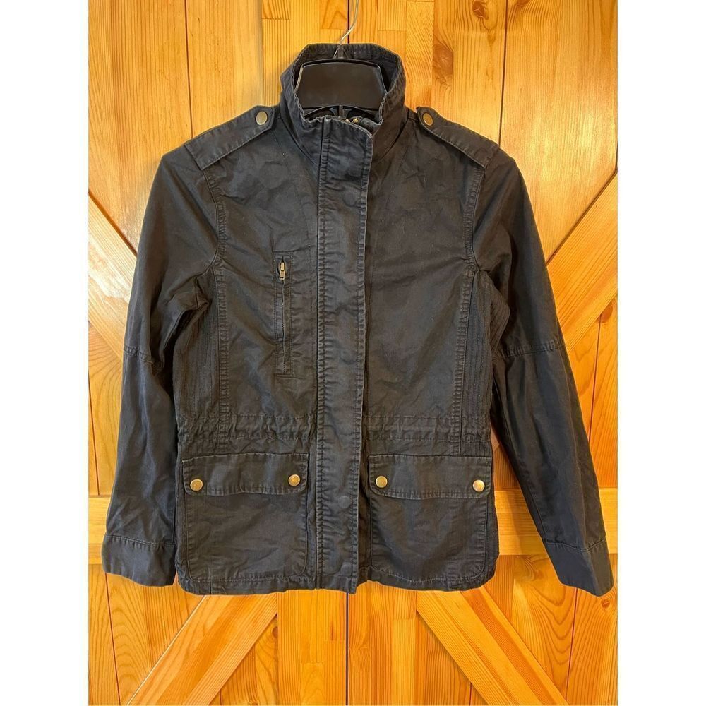 Love Tree Jacket Womens S Ginny Maries Black Cotton Zipper Snaps Pockets (3090)